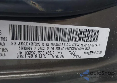 2012 Ram 1500 Slt from USA, damaged, VIN 1C6RD7LT5CS145917